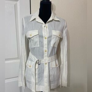 Theory button down white jacket size M